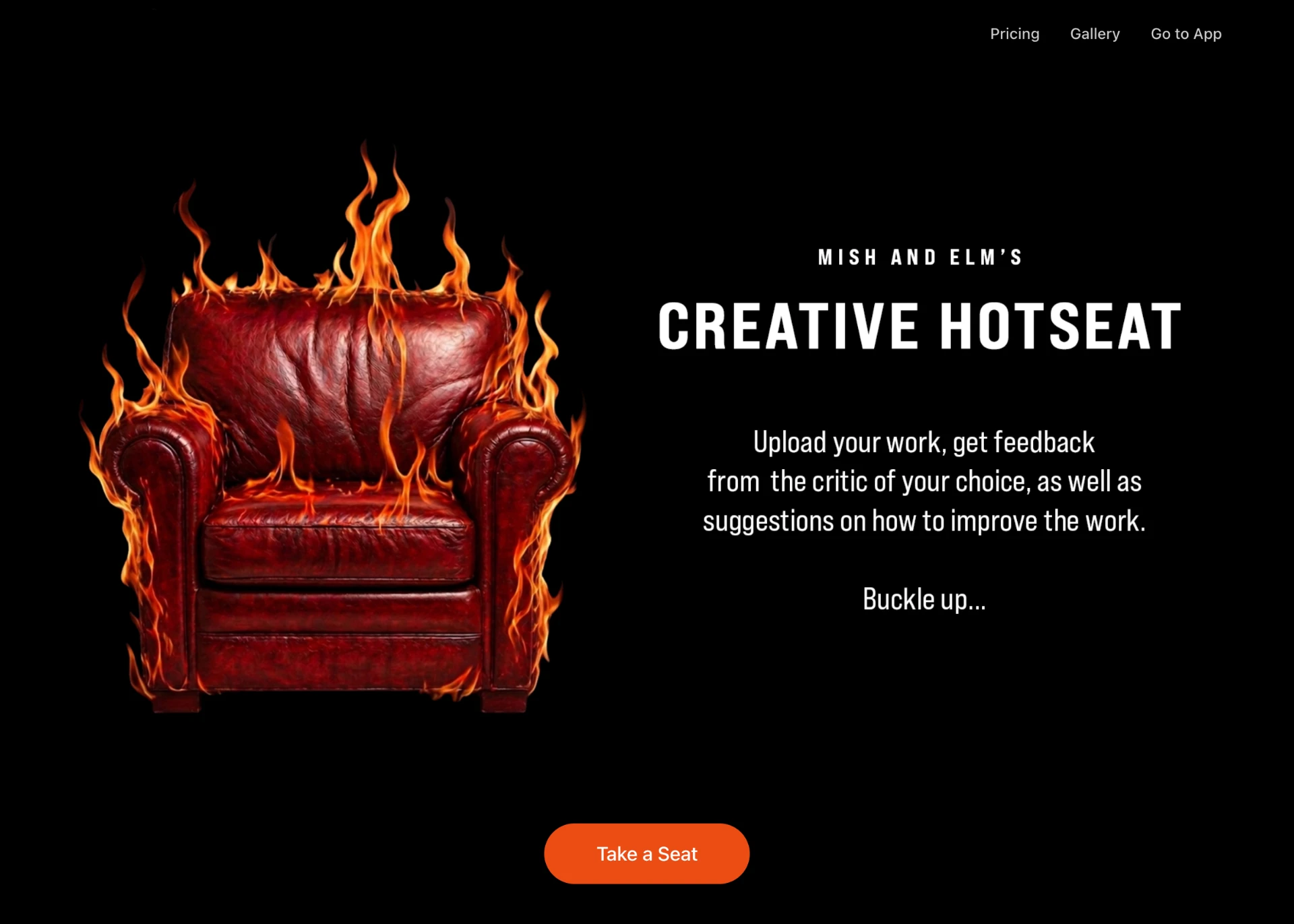 Creative Hotseat — a burning armchair on a black background